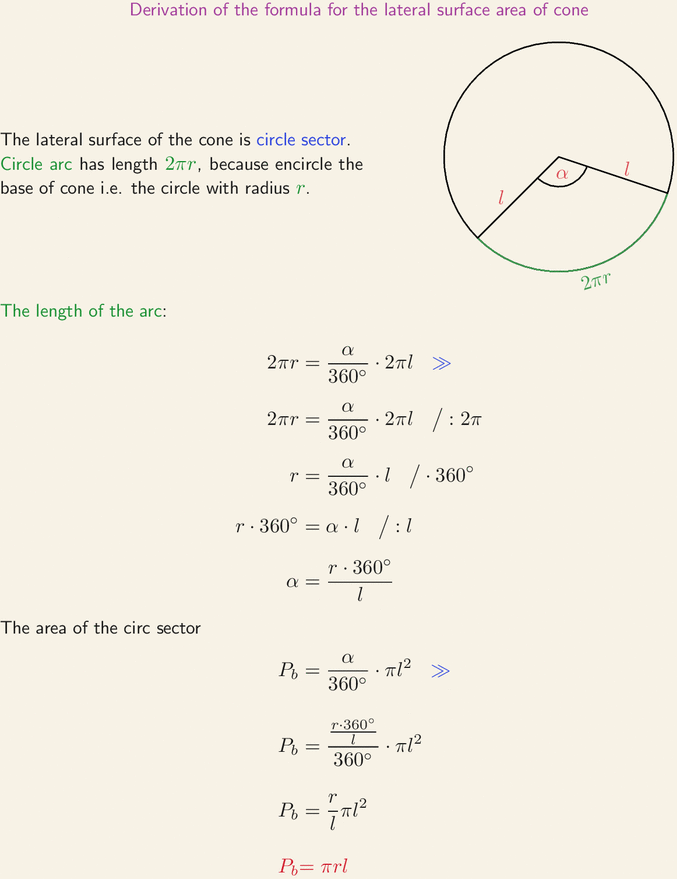 Lateral area of a deals cone formula