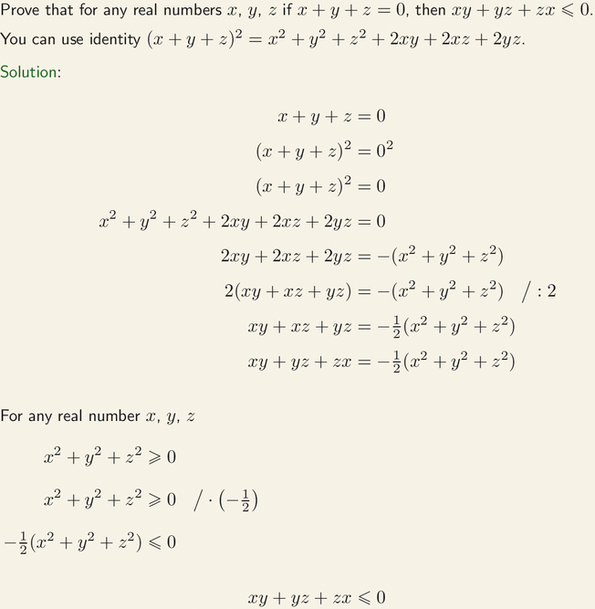 Prove That If X Y Z 0 Then Xy Yz Zx ≥ 0