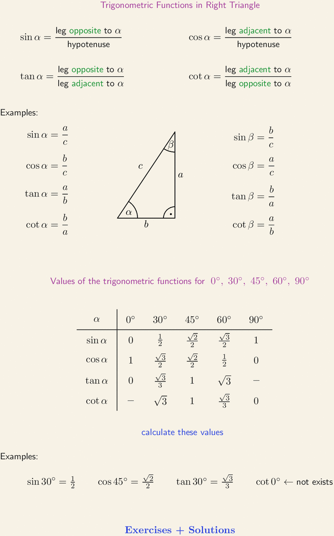Trigonometric Functions in Right Triangle