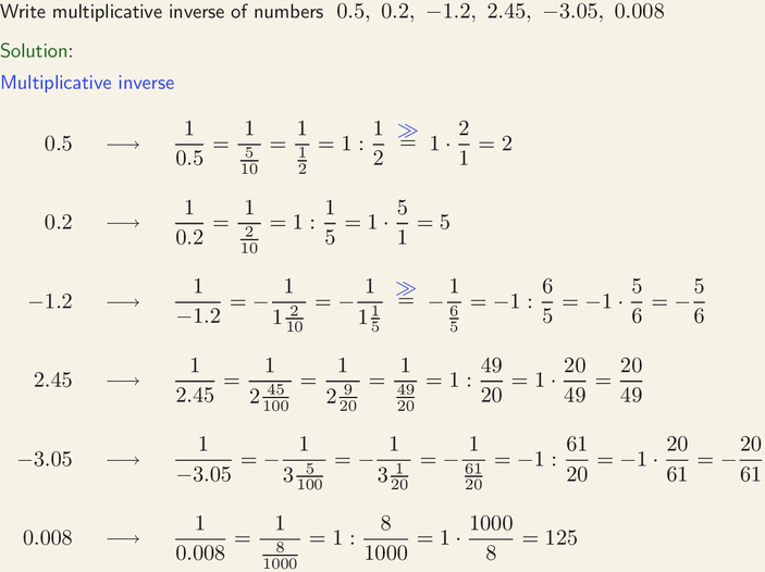 Multiplicative Inverse Of Decimal Fraction
